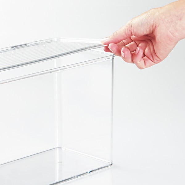 Priehľadný úložný box s vekom iDesign, 14,5 x 34 cm-image-1