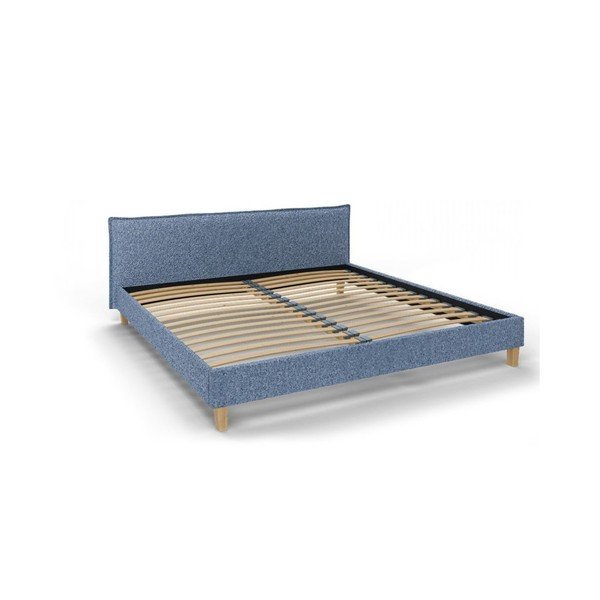 Modrá čalúnená dvojlôžková posteľ s roštom 200x200 cm Tina - Ropez