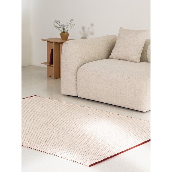 Červený/béžový ručne tkaný vlnený behúň 80x170 cm Lenu – noo.ma-image-3