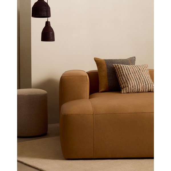 Hnedá kožená pohovka 210 cm Blok – Kave Home-image-1