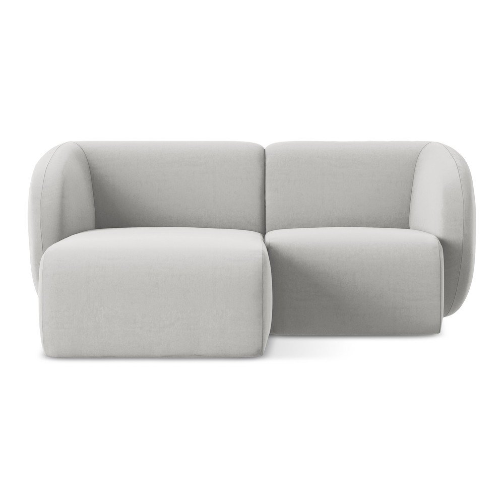 Svetlosivá zamatová rohová pohovka (ľavý roh/s leňoškou) Lani – Makamii