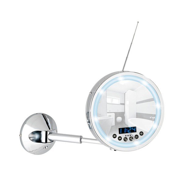 Nástenné zväčšovacie zrkadlo s LED svetlom a rádiom Wenko Imperial