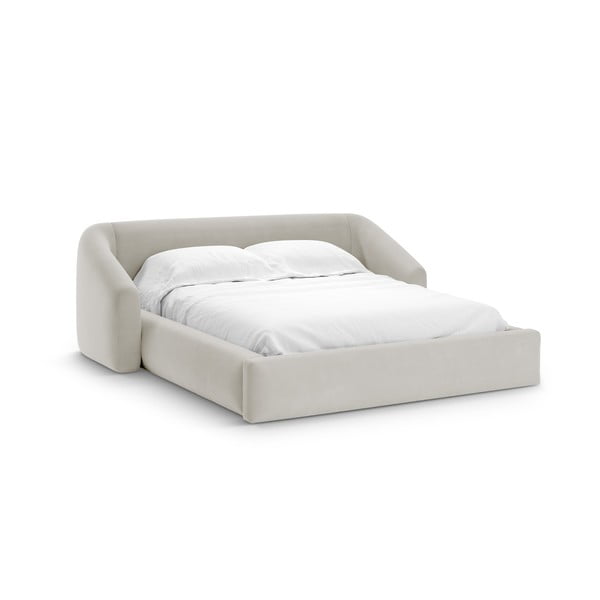 Béžová čalúnená dvojlôžková posteľ s úložným priestorom s roštom 140x200 cm Campi – Cosmopolitan Design