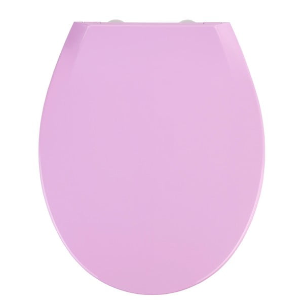 Ružové WC sedadlo s jednoduchým zatváraním Wenko Kos, 44 x 37,5 cm
