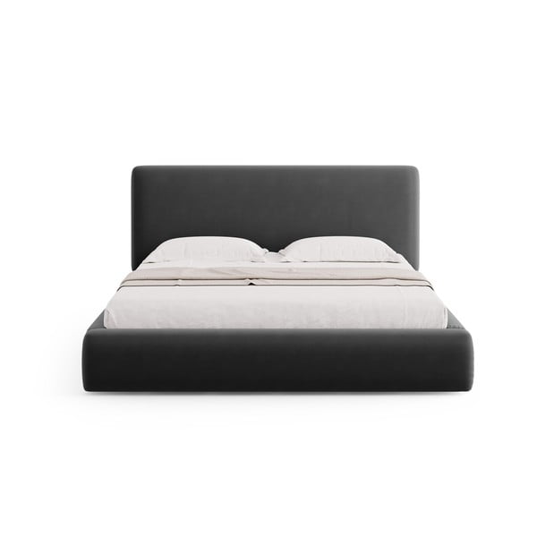Tmavosivá čalúnená dvojlôžková posteľ s úložným priestorom s roštom 180x200 cm Colonel – Cosmopolitan Design-image-3
