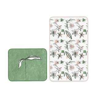 Bielo-zelené kúpeľňové predložky v súprave 2 ks 60x100 cm - Mila Home