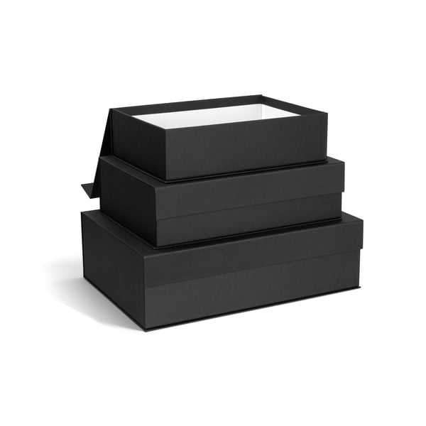 Tmavosivé kartónové úložné boxy v súprave 3 ks s vekom 42,5x29,5x13 cm Kian Paper Laminate – Bigso