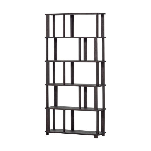 Tmavohnedá knižnica z dubového dreva 90x186x30 cm Riss – WOOOD-image-2