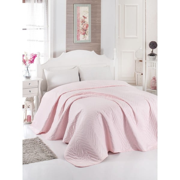 Svetloružový pléd cez posteľ Dream, 200 × 220 cm