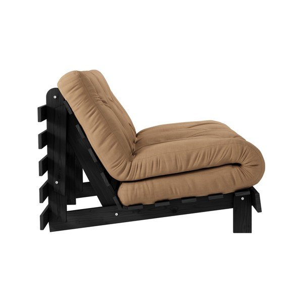 Rozkladacia pohovka s hnedým poťahom Karup Design Roots Black/Mocca-image-4