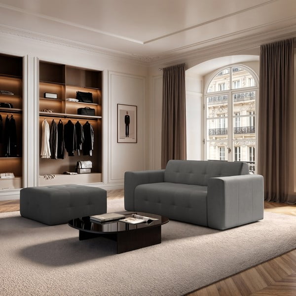 Sivá zamatová podnožka Tuil – Rodier-image-1