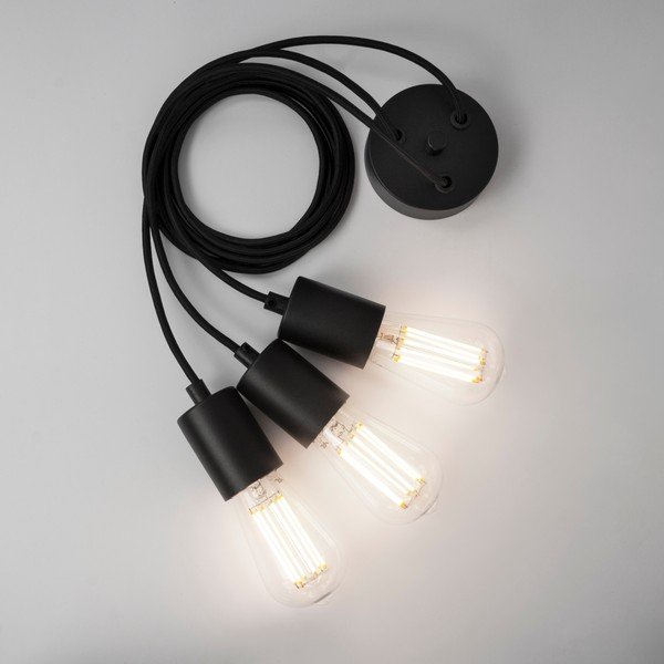 Čierne závesné svietidlo s 3 žiarovkami Bulb Attack Cero Basic Marine-image-1