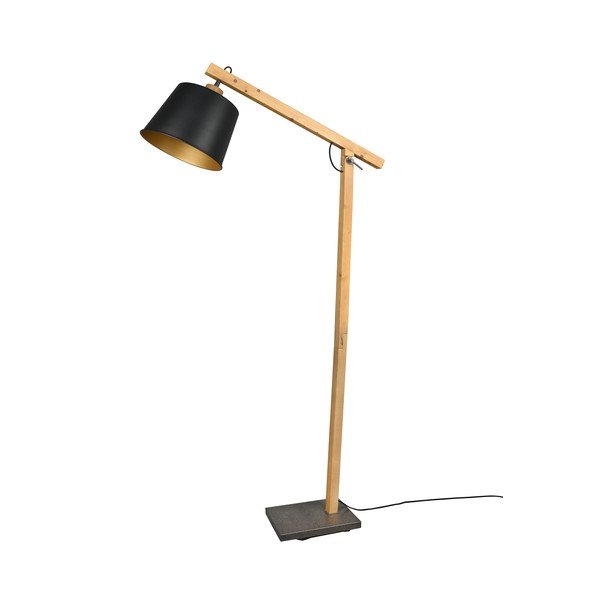 Stojacia lampa v čierno-prírodnej farbe s kovovým tienidlom (výška 156 cm) Harris – Trio