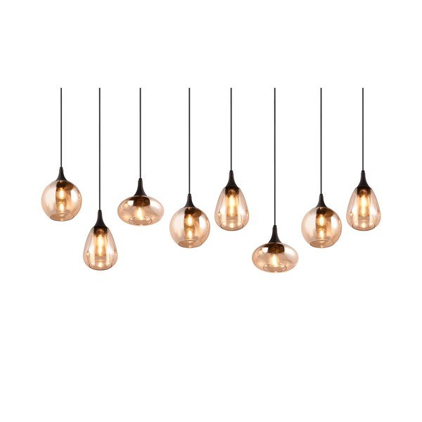 Čierno-oranžové závesné svietidlo so skleneným tienidlom Lumina – Trio-image-2