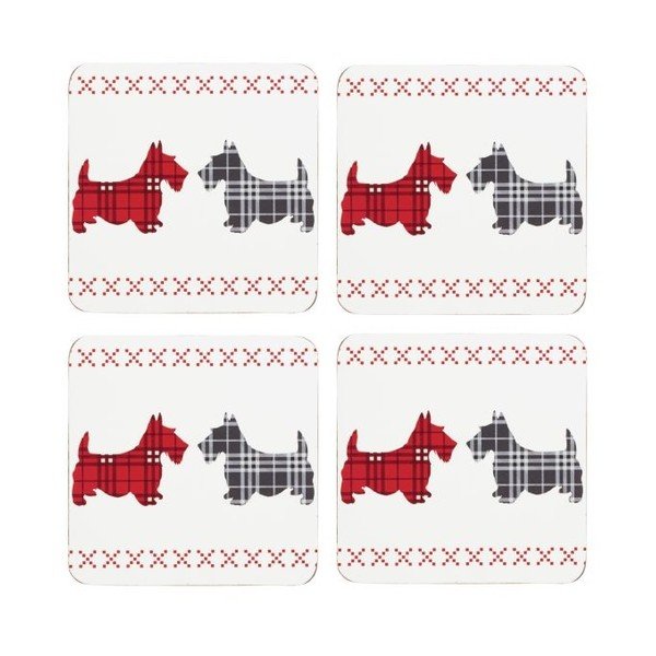 Sada 4 podtácok Traditional Scottie Dog