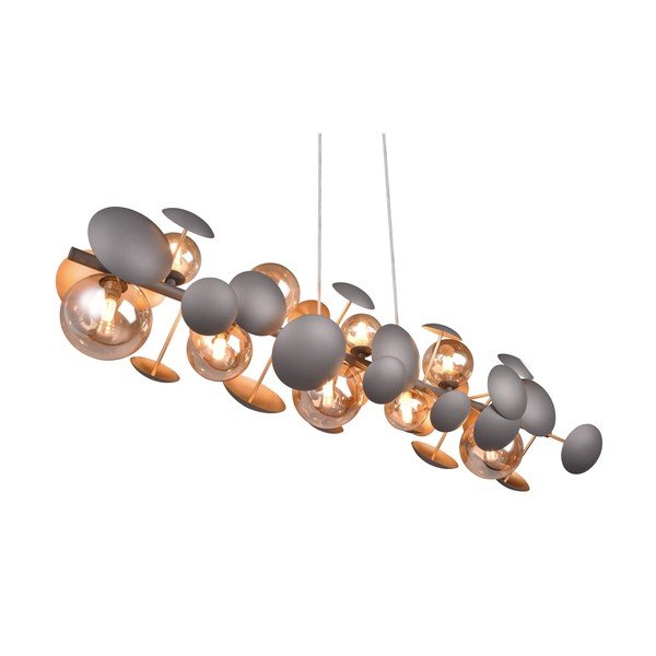 Závesné svietidlo so skleneným tienidlom v šedo-zlatej farbe Bubble – Trio Select-image-1