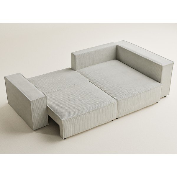 Krémová menčestrová rozkladacia/s úložným priestorom rohová pohovka (pravý roh/do L) Tonga – Maison de Rêve-image-3