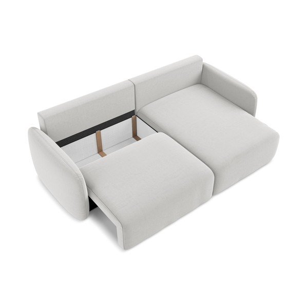 Svetlosivá zamatová rozkladacia/s úložným priestorom rohová pohovka (pravý roh/s leňoškou) Kalena – Makamii-image-4