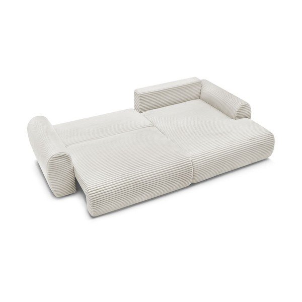 Krémová menčestrová rozkladacia rohová pohovka (pravý roh) Lucien – Bobochic Paris-image-4