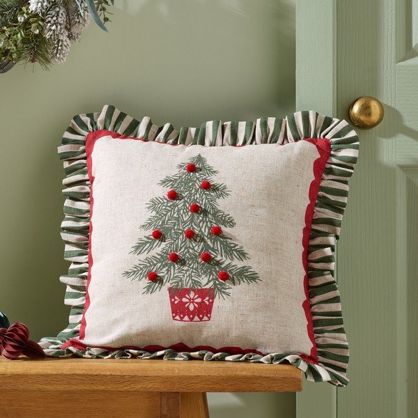 Dekoračný vankúš s vianočným motívom 45x45 cm Frilled Christmas Tree – Catherine Lansfield-image-1