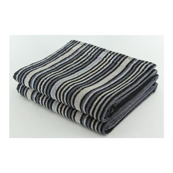 Set 2 osušiek Black Stripes, 70x140 cm