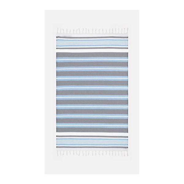 Modro-sivá osuška s prímesou bavlny Kate Louise Cotton Collection Line Blue Grey, 100 × 180 cm