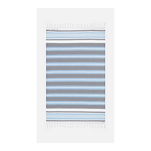 Modro-sivá osuška s prímesou bavlny Kate Louise Cotton Collection Line Blue Grey, 100 × 180 cm