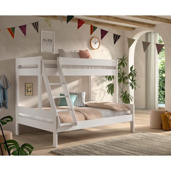 Biela poschodová detská posteľ s roštom 140x200/90x200 cm Primo – Vipack-image-1