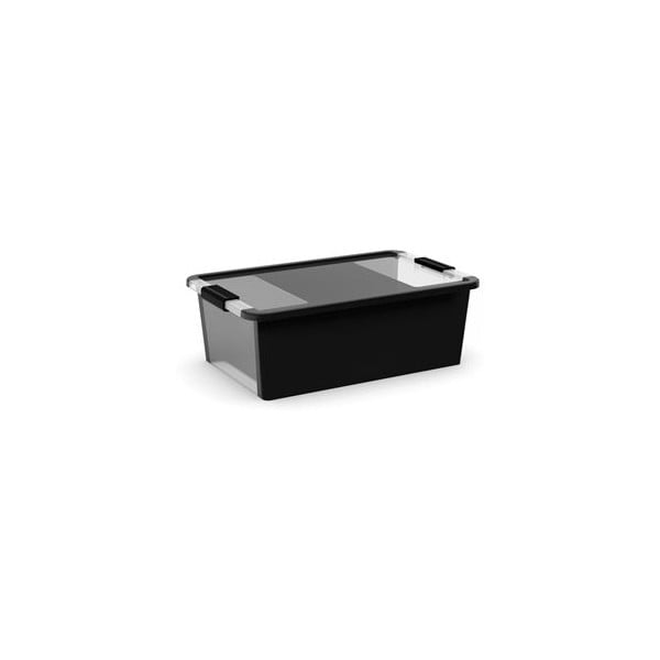Čierny plastový úložný box s vekom 55x35x19 cm Bi-Box M – KIS
