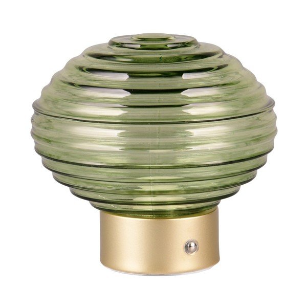 Stmievateľná LED stolová lampa v zelenej a zlatej farbe so skleneným tienidlom (výška 14,5 cm) Earl – Reality