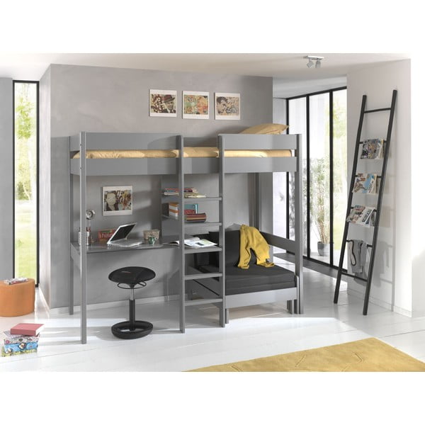 Sivá vyvýšená detská posteľ 90x200 cm Pino - Vipack-image-2