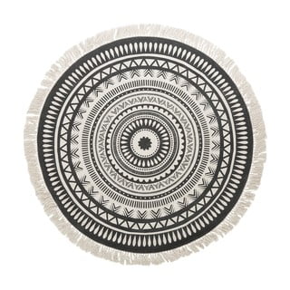 Béžovo-čierny ručne tkaný bavlnený koberec Westwing Collection Benji, ø 150 cm