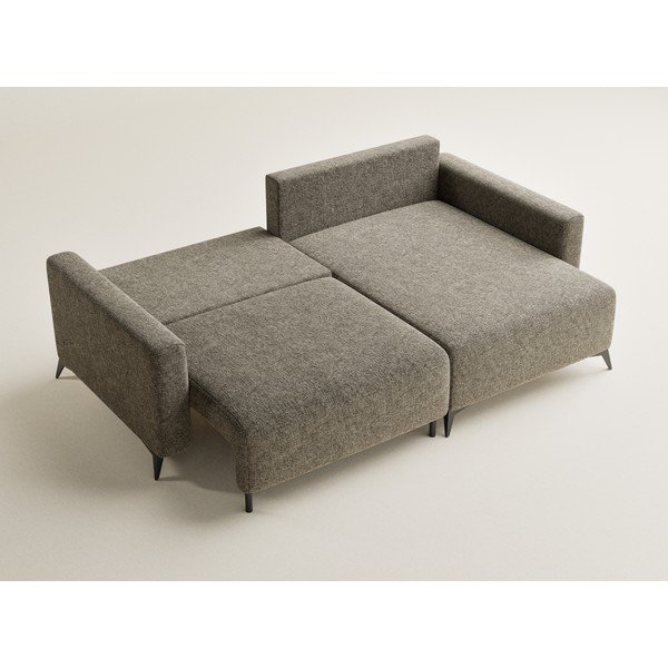 Hnedá ženilková rozkladacia/s úložným priestorom rohová pohovka (pravý roh/s leňoškou) Leon – Maison de Rêve-image-3