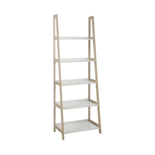 Biely päťposchodový regál s konštrukciou z bambusu Actona Wally-image-1