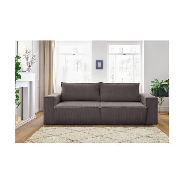 Taupe menčestrová rozkladacia pohovka 245 cm Nihad – Bobochic Paris-image-4