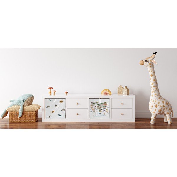 Biely látkový detský organizér na hračky 32x32x32 cm Dino Friends – Butter Kings-image-1