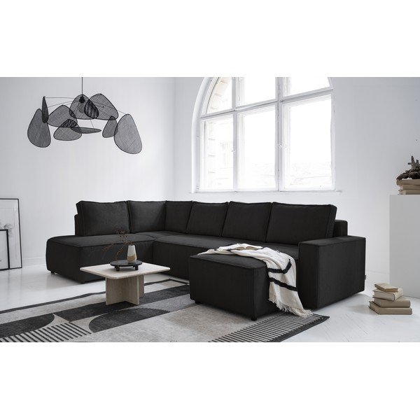 Antracitovosivá menčestrová rozkladacia rohová pohovka (ľavý roh/do tvaru "U") Brave Dave – Miuform-image-2