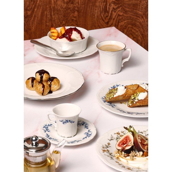 Biela/modrá porcelánová šálka na espresso 110 ml Retro – BonBistro-image-1