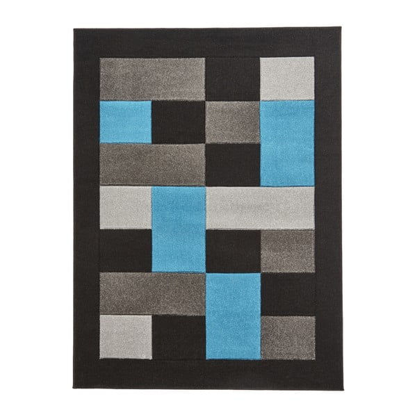 Modro-čierny koberec Think Rugs Matrix, 80 × 150 cm