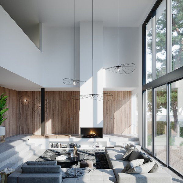 Čierne závesné svietidlo ø 140 cm Elliot – Sollux-image-4