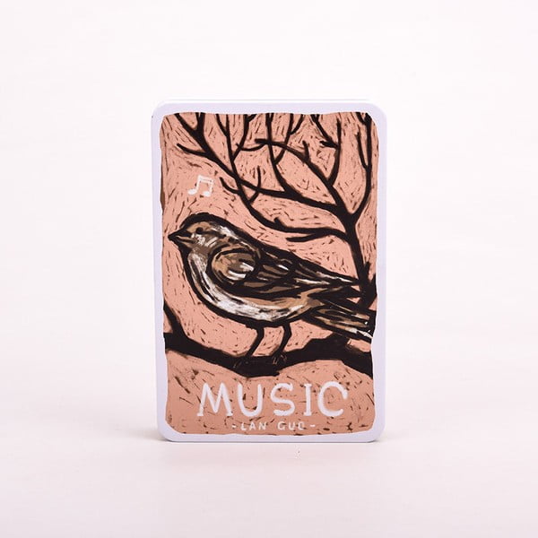 Plechový zápisník Music, ružový vtáčik
