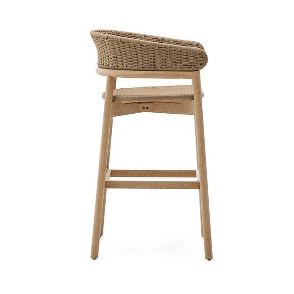 Drevená záhradná barová stolička v prírodnej farbe Arinella – Kave Home-image-3