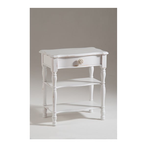 Biely drevený nočný stolík so zásuvkou Castagnetti Idee
