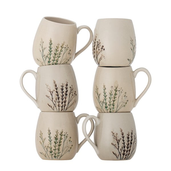 Béžové hrnčeky v súprave 6 ks z kameniny 400 ml Bea – Bloomingville