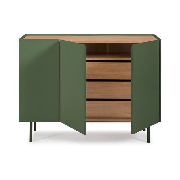 Zelená nízka komoda v dekore duba 110x85 cm Arista – Teulat-image-3