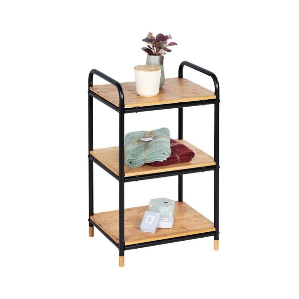 Kovový kúpeľňový regál v čierno-prírodnej farbe 42x69 cm Loft - Wenko-image-4