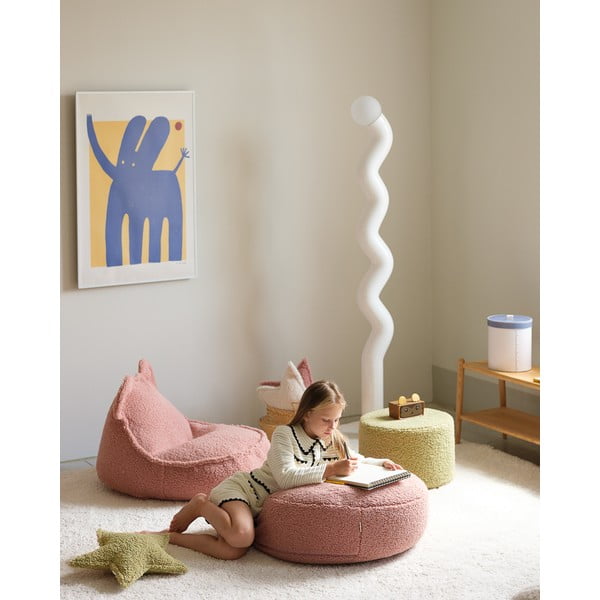 Ružový detský sedací vak z textílie buklé Round – Wigiwama-image-1