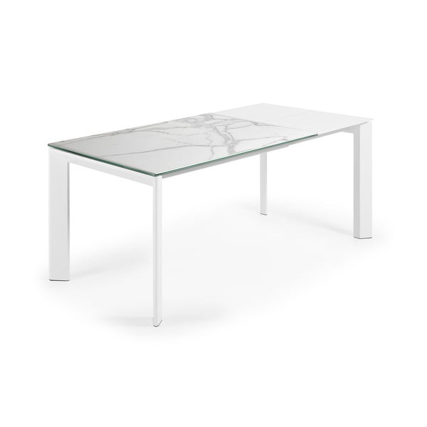 Rozkladací jedálenský stôl s prídavnou doskou s doskou v dekore mramoru 80x120 cm Axis – Kave Home-image-2
