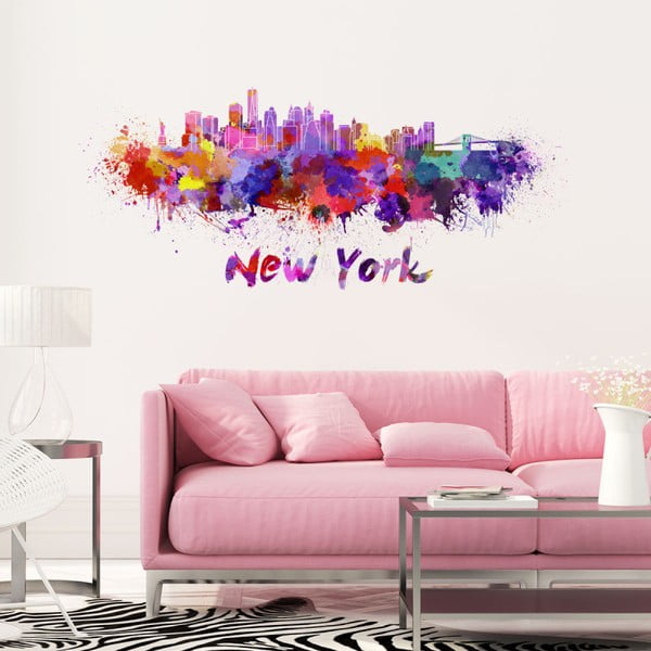Nástenná samolepka Ambiance Wall Decal New York Design Watercolor, 60 × 140 cm