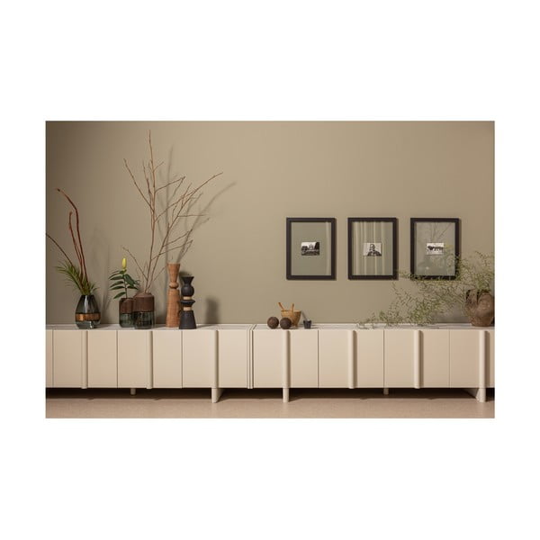 Krémovobiely modulárny TV stolík z borovicového dreva 200x53 cm Basu – WOOOD-image-4